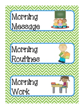 Green and Blue Daily Schedule Cards by Elyse D'Andrea Hunt | TpT