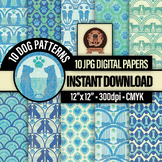 Printable Dog Digital Patterned Paper - Whimsical Pet Moti