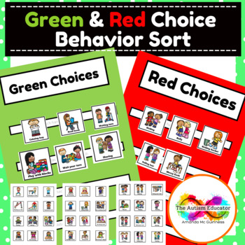 Preview of Green and Red Choices Behavior Sort Activity for Autism Special Education