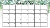 Greenery Themed Class Calendars