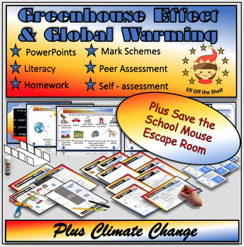 Preview of Greenhouse Effect Global Warming and Climate Change Lesson Plus Escape Room