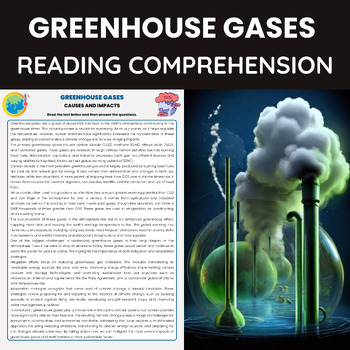 Preview of Greenhouse Gases Reading Passage for Climate Change | Greenhouse Gases Emissions