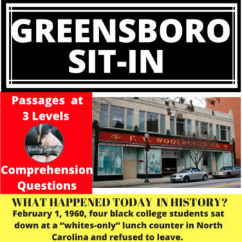Preview of Greensboro Woolworth's Sit-In Differentiated Reading Comprehension Passage Feb 1