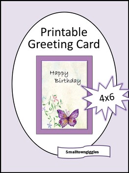 Printable Birthday Card, Digital Downloadable Happy Birthday Card