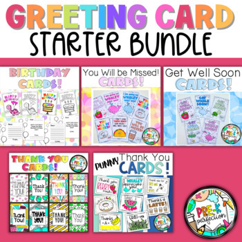 Preview of Greeting Cards Bundle | Get Well Soon | We Will Miss You | Thank You Cards