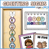 Greeting Signs | Editable | Space Classroom Theme