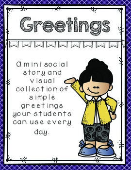 Preview of Greetings!  A mini social story and visual choice cards