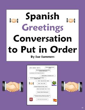 Preview of Spanish Greetings and Farewells Ordering Conversation / Skit - Back to School
