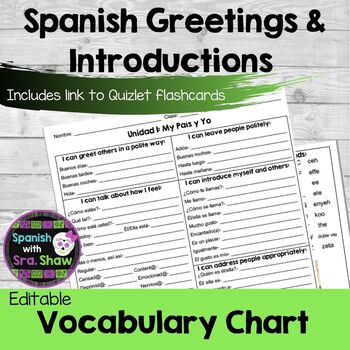 Preview of Greetings & Introductions Unit 1 Spanish Vocabulary List