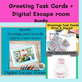 BUNDLE - Greetings Task Cards + Digital Escape Room + Bonu