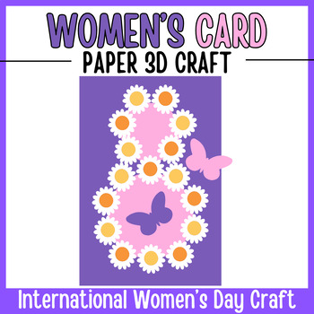 Preview of Greetings Women's Card 3D Paper Craft | International Women's Day Craft Activity