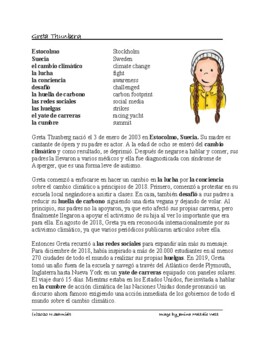 Preview of Greta Thunberg Biografía: (Medio Ambiente) Spanish Biography of Climate Activist