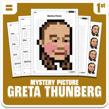 Preview of Greta Thunberg Math Mystery Picture - Grade 1 Additions