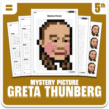 Preview of Greta Thunberg Math Mystery Picture - Grade 5 Multiplications & Divisions