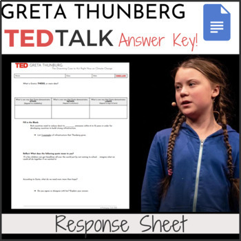 Preview of Greta Thunberg TED Talk Response Sheet | Digital or Print | Youth Activism