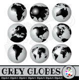 Grey Globes - World Geography Clip Art