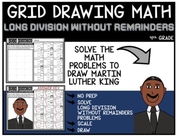 Preview of MARTIN LUTHER KING Grid Drawing Math Puzzle LONG DIVISION WITHOUT REMAINDERS