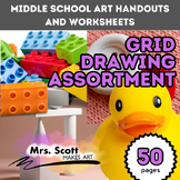 Grid Drawing Art Worksheets - Random Assortment 50 pagews 