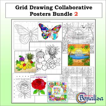 Preview of Grid Drawing Collaborative Posters Bundle 2