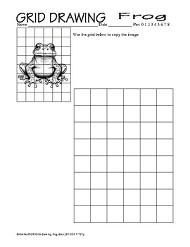 Preview of Grid Drawing Frog / Frogs / Amphibian Spring Cute Art