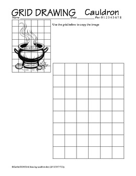 Preview of Grid Drawing Halloween Cauldrons/ Potions / Magic Brew Fall Holiday Art