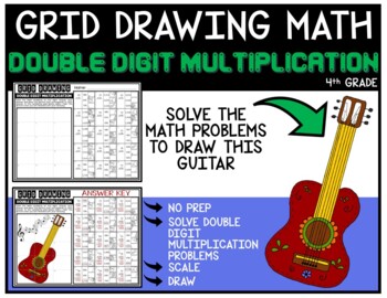 Preview of GUITAR Grid Drawing Math Puzzle DOUBLE DIGIT MULTIPLICATION