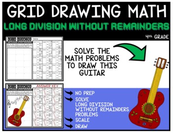 Preview of GUITAR Grid Drawing Math Puzzle LONG DIVISION WITHOUT REMAINDERS