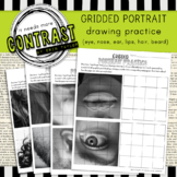 Grid Drawing Portrait Practice Worksheets with Eye, Nose, 