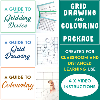 Preview of Grid Drawing and Colouring Package [Classroom and Distance Learning - 4 videos]
