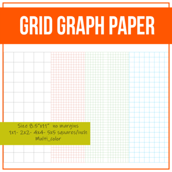 Preview of Grid Graph Paper / Multi-color square graph Size 8.5 x 11 in  no margin