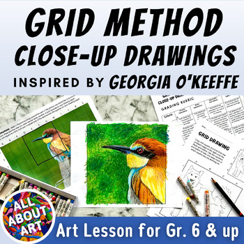 Preview of Grid Method Close-Up Art Project inspired by artist Georgia O'Keeffe