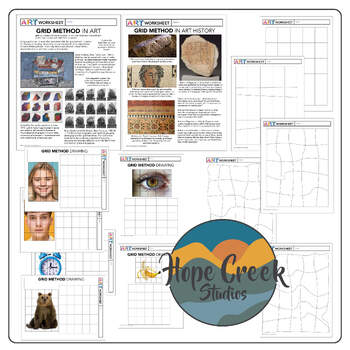 Preview of Grid Method Drawing & Art History Lesson Template Surrealism Distorted Grids