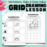 Grid Method Drawing Worksheets - Secondary - Art - Sub Les