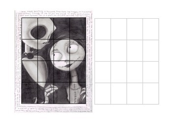 Preview of Grid drawing practice extra credit jack sally nightmare before christmas