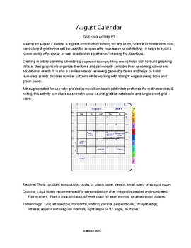 Preview of Gridbook Math: Class Calendar for August