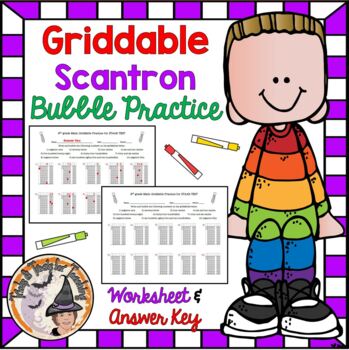 Preview of Griddable Scantron Bubbling Practice STAAR Math Test Includes Negatives