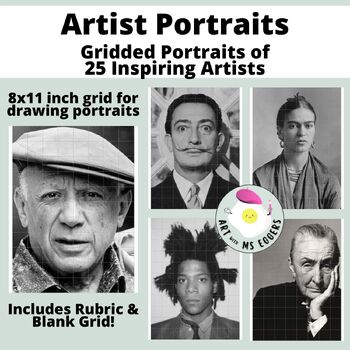 Gridded Artist Faces for Drawing Portraits by Art with Ms Eggers