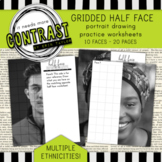 Grid Drawing Half Face Graphite Pencil Portrait Worksheets