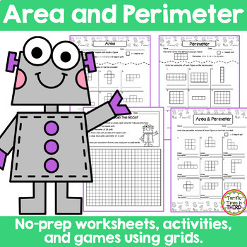 Preview of Area and Perimeter Grid Activities: No-prep worksheets and games