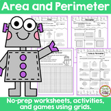 Area and Perimeter Grid Activities: No-prep worksheets and games