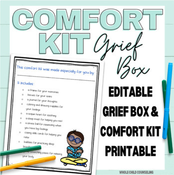 Preview of Grief Box and Comfort Kit Editable List for Hard Times