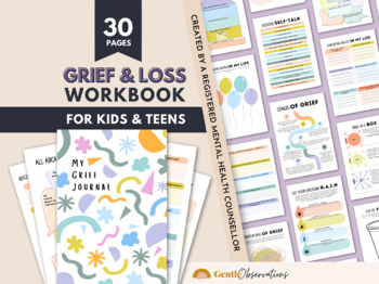 Preview of Grief & Loss Workbook for Kids / Editable PDF Included