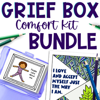 Preview of Grief Box Counseling BUNDLE with Affirmation Stretches and Coping Skills