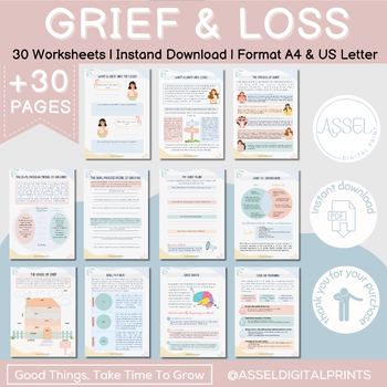 Preview of Grief and Loss workbook for Teens and Adults