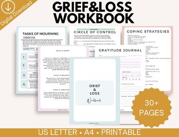 Preview of Grief worksheets for teens and adults, grief and loss, anxiety worksheets