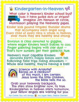Preview of Grieving Poem: Kindergarten in Heaven