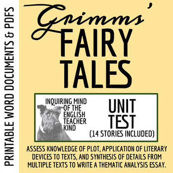 Preview of Grimms' Fairy Tales Unit Test and Answer Key (14 Short Stories Included)