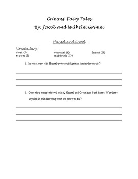 Preview of Grimms' Fairy Tales by Jacob and Wilhelm Grimm Guided Reading Packet/Book Study