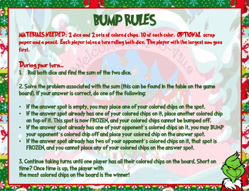 Preview of Grinch BUMP It Math Games (Ratios and rates)