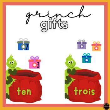 Preview of Grinch Christmas Math Activities in French and English